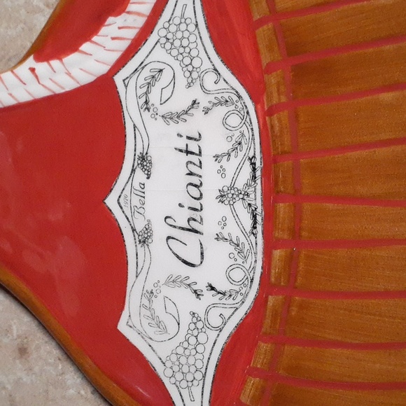 Ambiance Collections Ceramic Chianti Wine Bottle Spoonholder/Cheese Plate - Picture 3 of 8